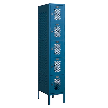 5 Tier Box Vented Locker, 12Wx66Hx18D, 5 Door, Blue, Unassembled